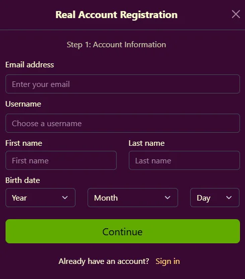 register vanguard casino